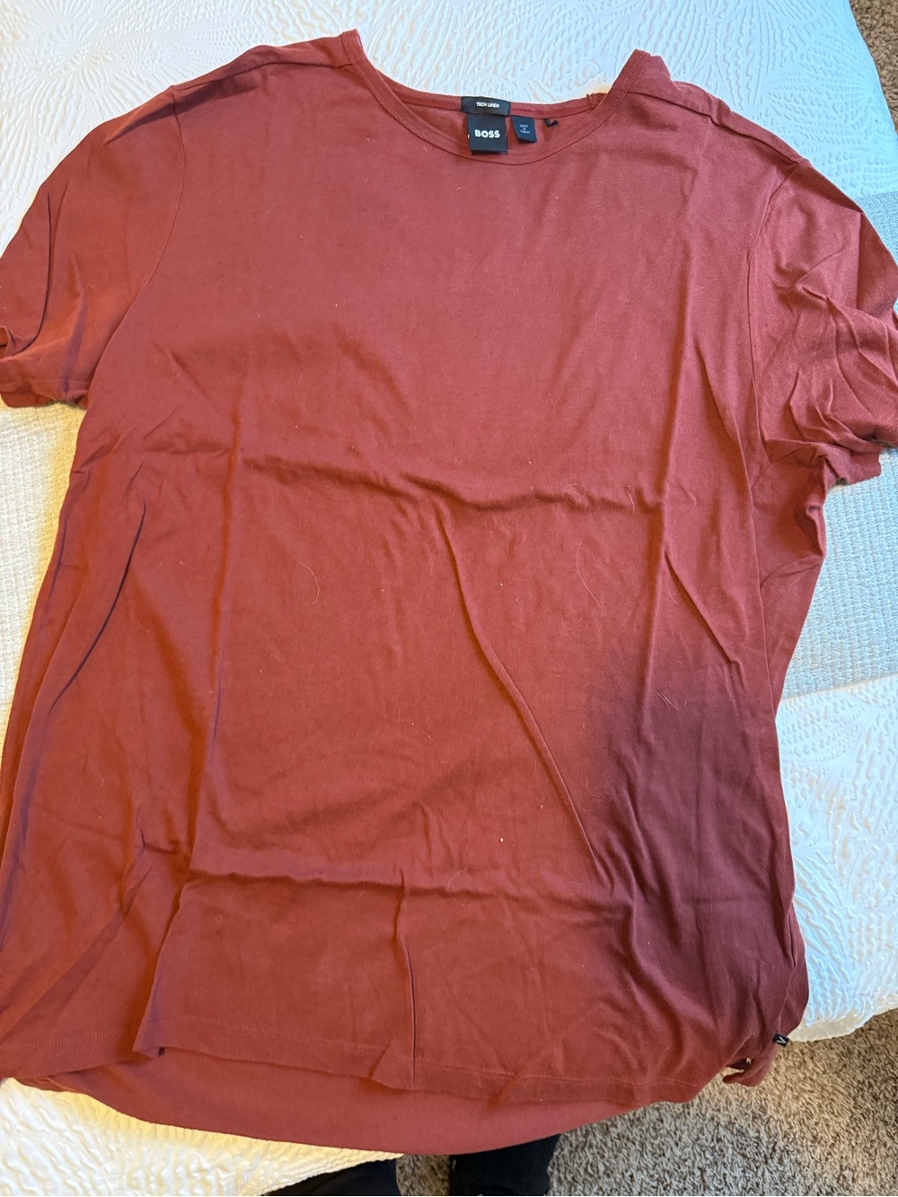 Boss Men's Rust Red Crew Neck Short Sleeve Tee